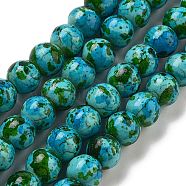 Synthetic Turquoise Dyed Beads Strands, Round, Deep Sky Blue, 7~8x7~8mm, Hole: 1mm, about 50pcs/strand, 14.29~14.65''(36.3~37.2cm)(G-E594-24M)