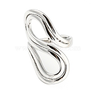 Brass Wrapped Open Cuff Rings, Hollow, Platinum, Inner Diameter: 15.5mm(RJEW-I100-01P)