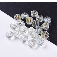Transparent Glass Beads, with Glitter Powder, Pumpkin, Clear, 10.5mm, Hole: 1mm(GLAA-L027-K03)
