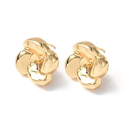 Brass with S925 Pin Earring  Findings, Real 18K Gold Plated, Flower, Real 18K Gold Plated, 15x15mm, Pin: 0.8mm(KK-B063-06G)