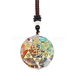 Resin & Natural & Synthetic Mixed Gemstone Pendant Necklaces, Star, 25.59 inch(65cm)(OG4289-18)
