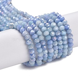 Faceted Electroplated Glass Beads Strands, AB Color Plated, Rondelle, Cornflower Blue, 4x3mm, Hole: 0.9mm, about 112pcs/strand, 16.14''(41cm)(GLAA-C023-02-C16)