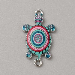 Alloy Enamel Connector Charms, Turtle Links, Platinum, Turquoise, 27.5x15.5x2mm, Hole: 1.4mm and 1.6mm(ENAM-WH0061-47I)
