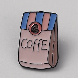 Coffee Theme Enamel Pins, Black Tone Alloy Brooch for Backpack Clothes, Bag, Rosy Brown, 29x20.5x2mm(JEWB-TAC0015-05B)