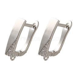 Rack Plating Brass Micro Pave Cubic Zirconia Hoop Earring Findings, Long-Lasting Plated, Lead Free & Cadmium Free, Platinum, 18x10.5x4mm, Hole: 1.4mm, Pin: 0.8x11mm(EJEW-H143-10P)