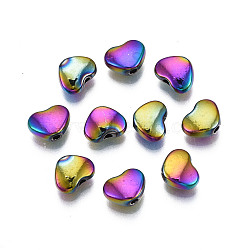 Rack Plating Rainbow Color Alloy Beads, Cadmium Free & Nickel Free & Lead Free, Heart, 6x8x3.5mm, Hole: 1.2~1.4mm(PALLOY-S180-335)