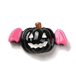 Halloween Opaque Resin Decoden Cabochons, Pumpkin with Bat Wings, Black, 19x33x10mm(CRES-R201-01E)