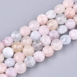 Natural Morganite Beads Strands, Faceted, Flat Round, 6~6.5x4~5mm, Hole: 1mm, about 61~67pcs/strand, 14.9 inch~15.1 inch(G-T108-52)