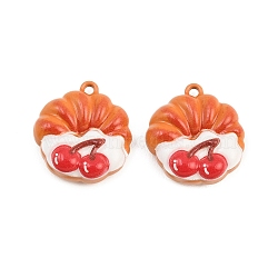 Baking Paint Zinc Alloy Pendants, Food Shape Charms, Coral, 16x15x5.5mm, Hole: 1.2mm(AL-CBA032C-03E)