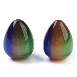 Cat Eye Beads, No Hole Beads, Egg, Colorful, 25~26x19mm(CE-I006-03)