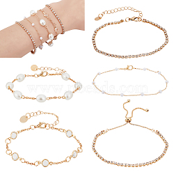 5Pcs Jewelry Sets, including Alloy Bracelet & Anklets, Golden, 172~300mm(SJEW-GA0001-06)