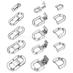 5Pcs 5 Styles 304 Stainless Steel Fold Over Clasps, Oval, Stainless Steel Color, 18~32x6.5~18x3~4mm, 1pc/style(STAS-UN0053-36)