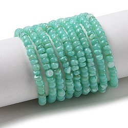 Natural Freshwater Shell Beads Strands, Dyed, Rondelle, Turquoise, 3x2mm, Hole: 0.5mm, about 183~186pcs/strand, 14.96''(38cm)(SHEL-P017-01B-08)