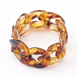 Opaque Acrylic Curb Chain Finger Rings, Gold, US Size 11, Inner Diameter: 21mm(RJEW-JR00326-03)