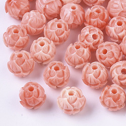 Synthetic Coral Beads, Dyed, Two Tone, Lotus, Light Coral, 8x8mm, Hole: 1.6mm(X-CORA-R017-03C)