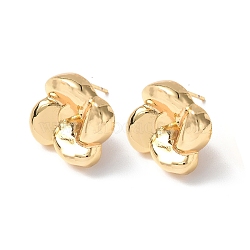 Brass with S925 Pin Earring  Findings, Real 18K Gold Plated, Flower, Real 18K Gold Plated, 15x15mm, Pin: 0.8mm(KK-B063-06G)