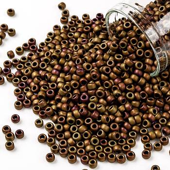 TOHO Round Seed Beads, Japanese Seed Beads, (618) Opaque Frosted Pastel Mudbrick, 8/0, 3mm, Hole: 1mm, about 222pcs/bottle, 10g/bottle