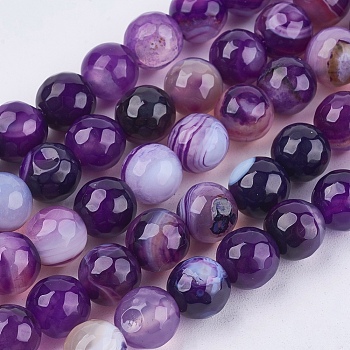 Natural Madagascar Agate Beads Strands, Faceted, Round, Dyed & Heated, Purple, 8mm, Hole: 1mm, about 48pcs/strand, 15 inch