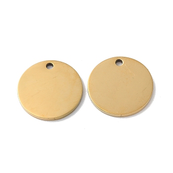304 Stainless Steel Pendants, Stamping Blank Tag, Flat Round Charm, Real 18K Gold Plated, 16x1.3mm, Hole: 1.6mm