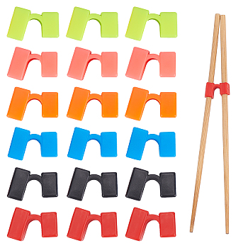 30Pcs 6 Colors Plastic Chopsticks Aid, Chopsticks Helper, Chopsticks Training Connector, Mixed Color, 20.5x30.5x10.5mm, 5pcs/color