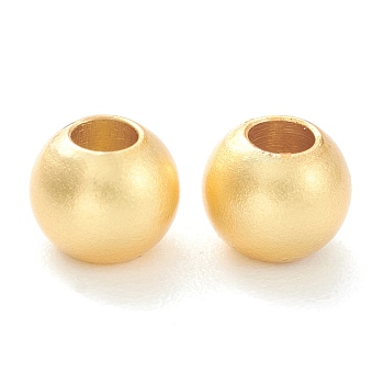 Brass Beads, Long-Lasting Plated, Round, Matte Style, Real 18K Gold Plated, 3mm, Hole: 0.9mm