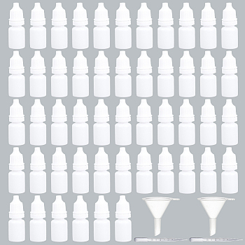 50 Pcs Plastic Glue Bottles with 2Pcs Disposable Plastic Dropper with 2Pcs Transparent Plastic Funnel Hopper, White, 1.85~15.9x1.15~4.4cm, Inner Diameter: 0.85cm, Capacity: 3ml(0.10fl. oz)