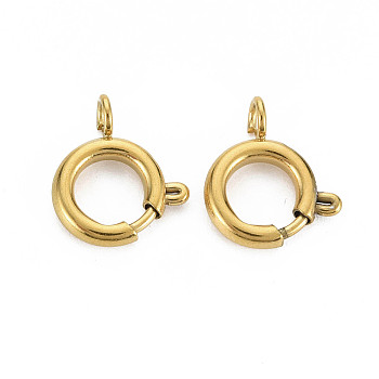 304 Stainless Steel Spring Ring Clasps, Ring, Golden, 14x12x4mm, Hole: 2mm