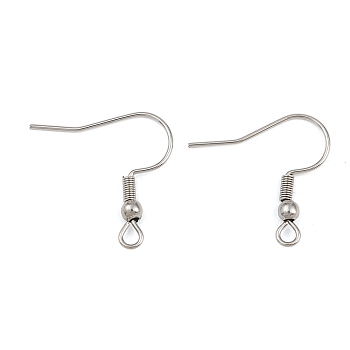 Tarnish Resistant 304 Stainless Steel Earring Hooks, with Horizontal Loop, 21x22mm, Hole: 2mm
