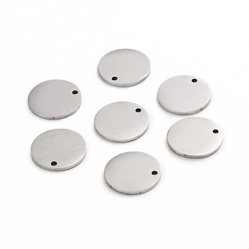 304 Stainless Steel Charms, Polished, Stamping Blank Tag, Laser Cut, Flat Round, Stainless Steel Color, 12x1mm, Hole: 1.2mm