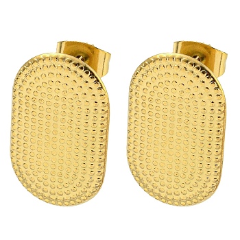 304 Stainless Steel Ear Studs, Oval, Golden, 20x12mm, Hole: 2.4mm, Pin: 0.5mm
