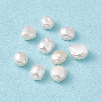 Baroque Natural Keshi Pearl Beads, Oval, Seashell Color, 8~12x7~8x4.5~6mm, Hole: 0.6mm