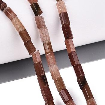 Natural Red Rabbit Hair Rutilated Quartz Beads Strands, Hexagonal Prism, 5~7.5x3.5~4.5mm, Hole: 0.6~0.8mm, about 57~64pcs/strand, 14.76~15.55 inch(37.5~39.5cm)