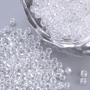 Transparent Lustered Glass Seed Bead, Round, Clear, 1.5~2x1mm, Hole: 0.6mm, about 120000pcs/bag, about 450g/bag