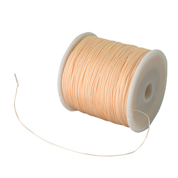 Braided Nylon Thread, Chinese Knotting Cord Beading Cord for Beading Jewelry Making, Bisque, 0.8mm, about 100yards/roll