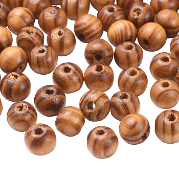 Perles en bois naturel de couleur originale, perles d'espacement rondes en bois pour la fabrication de bijoux, non teint, Pérou, 10mm, Trou: 3mm