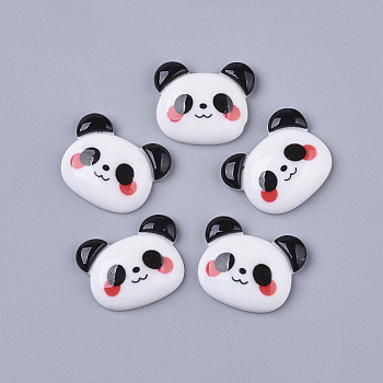 Resin Cabochons, Panda, White, 17~18x21.5x5mm