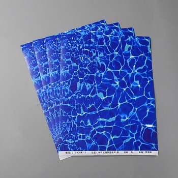Coated Paper Water Ripple Stickers, Self Adhesive Decals for Architectural Model Decoration, Rectangle, Blue, 285x210x0.1mm