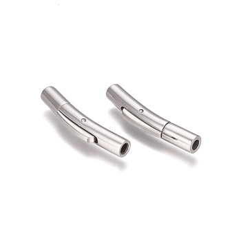 Column 304 Stainless Steel Bayonet Necklace Clasps, Stainless Steel Color, 25x5x4mm, Hole: 2mm