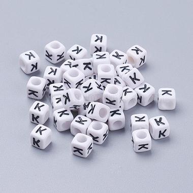6mm White Cube Acrylic Beads