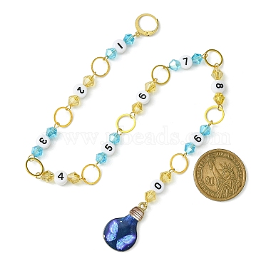 Bulb Alloy Enamel Pendant & Acrylic Number Knitting Row Counter Chains(HJEW-JM01755)-3