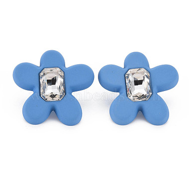 Boucles d'oreilles en forme de fleur avec strass en cristal avec 925 épingle en argent sterling pour femme(MACR-275-035A)-2