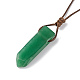 Natural Green Aventurine Nugget Pendant Necklace with Waxed Cord for Women(NJEW-F306-01A)-3