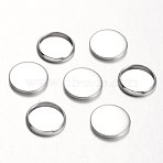 Tarnish Resistant 304 Stainless Steel Plain Edge Bezel Cups, Cabochon Settings, Flat Round, Stainless Steel Color, Tray: 10mm, 12x2mm(STAS-M226-03A)