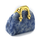Natural Blue Spot Jasper Pendants, Handbag Charm, with Golden Tone Alloy Findings, 25.5x23.5x10mm, Hole: 6x4mm(G-WH0018-033G-06)