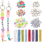 Diy Keychian Making Kits, Including 20Pcs Jump Ring, 2Pcs Cotton Thread, 260Pcs Bead and 20Pcs Pendants, Mixed Color, 16x10x1mm, Hole: 1.6mm(DIY-SC0032-13)