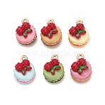 Alloy Enamel Charms, Cherry Macaron, with Loop, Mixed Color, 12.5x9.5x8mm, Hole: 1.4mm(ENAM-I080-03G)