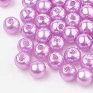 ABS Plastic Beads, Imitation Pearl , Round, Plum, 6x5.5mm, Hole: 1.5mm, about 4700pcs/500g(OACR-Q004-6mm-04)