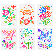 6Pcs 6 Styles PET Hollow Out Drawing Painting Stencils, for DIY Scrapbook, Photo Album, Universe Pattern, Flower Pattern, 297x210mm, 1pc/style(DIY-WH0394-0043)