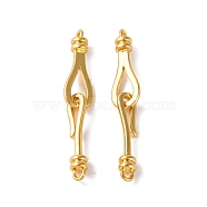 Brass Hook and S-Hook Clasps, Real 18K Gold Plated, 33mm, Hole: 1.4mm(KK-U016-04G)