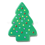 Christmas Themed  Acrylic Pendants, Christmas Tree, Medium Sea Green, 43x30x2mm, Hole: 1.6mm(SACR-P023-A01)
